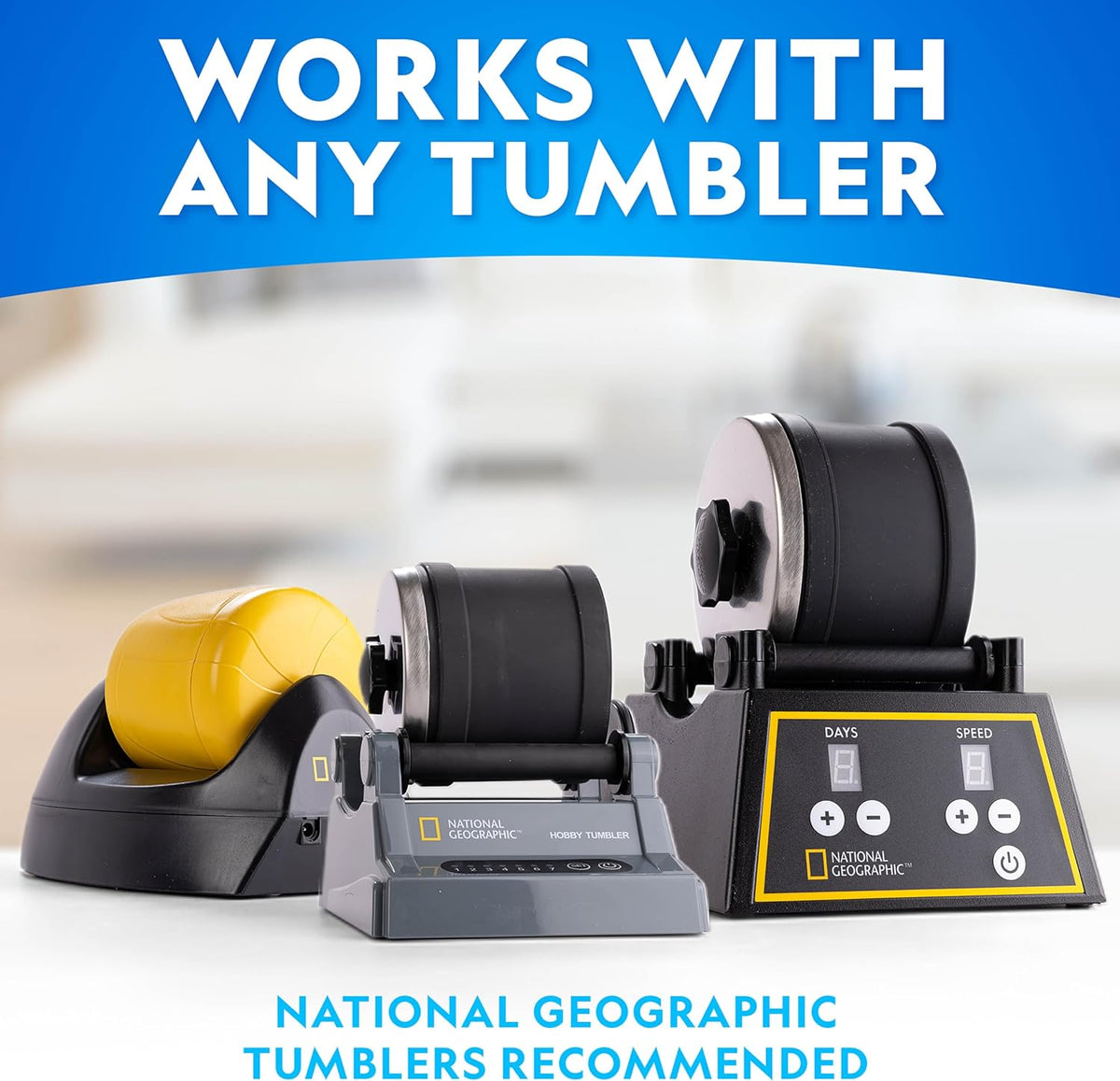NATIONAL GEOGRAPHIC Rock Tumbler Grit and Polish Refill Kit - Tumbling Grit Media, Polish Up to 20 lbs. of Rocks, Works with any Rock Polisher & Tumbler Supplies