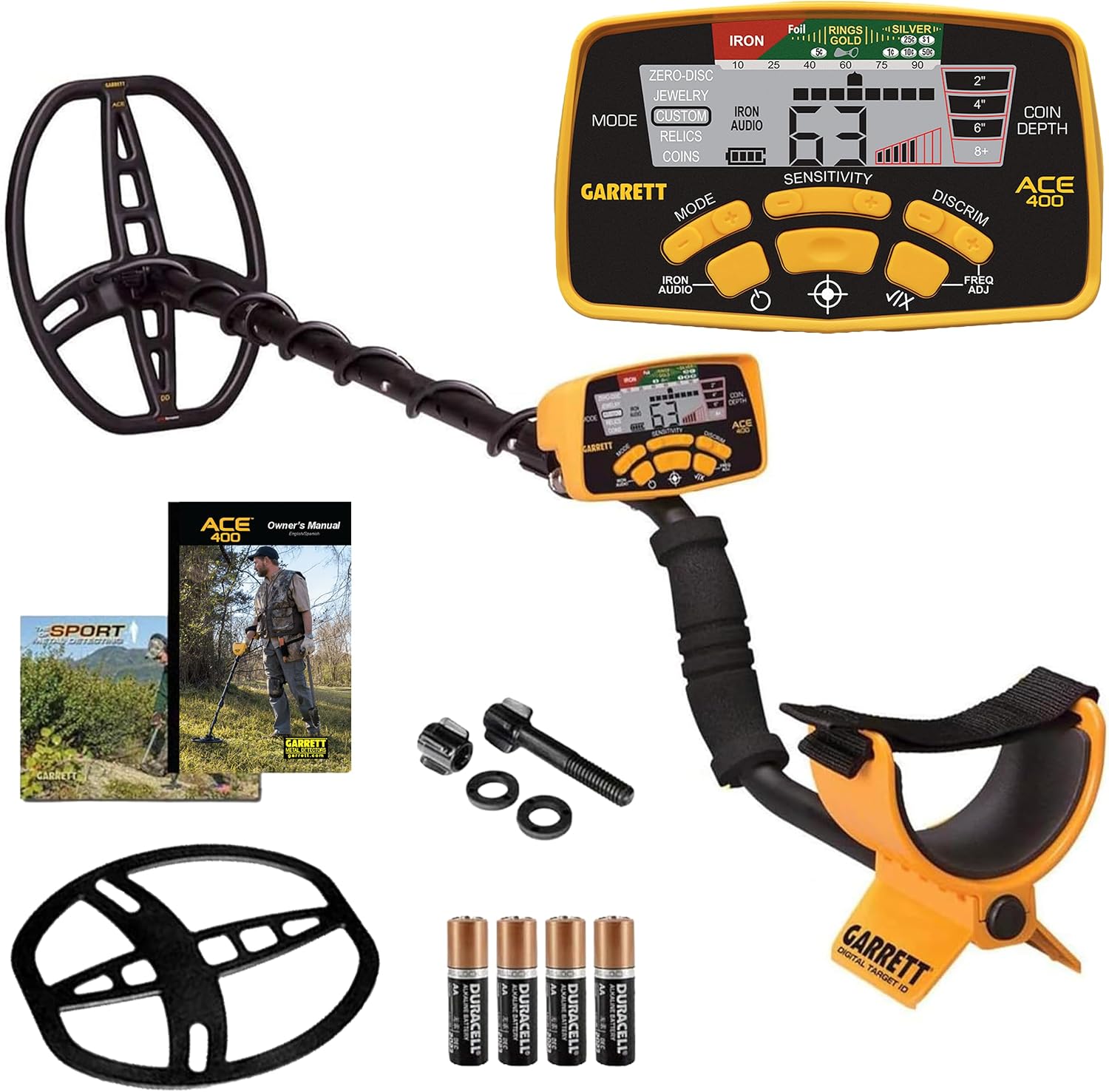 Garrett ACE 300 Metal Detector for Adults - Made in the USA - Gold Metal Detector - Waterproof Coil, Plus Accessories