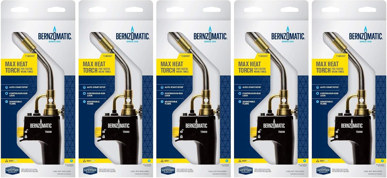 Bernzomatic Trigger Start Torch (TS 8000 Torch) | High Output Hand Torch for Weed Burner, Soldering, Brazing & Cooking | Fits Propane Tank | Heavy Duty Torch Head