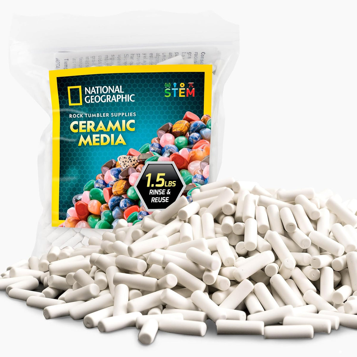 NATIONAL GEOGRAPHIC Rock Tumbler Grit and Polish Refill Kit - Tumbling Grit Media, Polish Up to 20 lbs. of Rocks, Works with any Rock Polisher & Tumbler Supplies