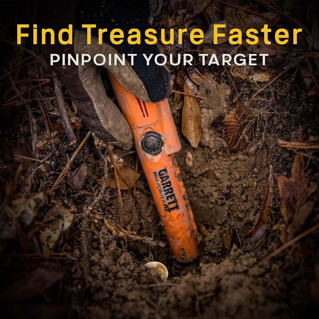 Garrett Pro-Pointer AT Waterproof Metal Detector - Made in The USA - 20ft Submersible, Orange Visibility, High Sensitivity for Nuggets & Small Targets, 3 Levels, Quick Button Adjustment
