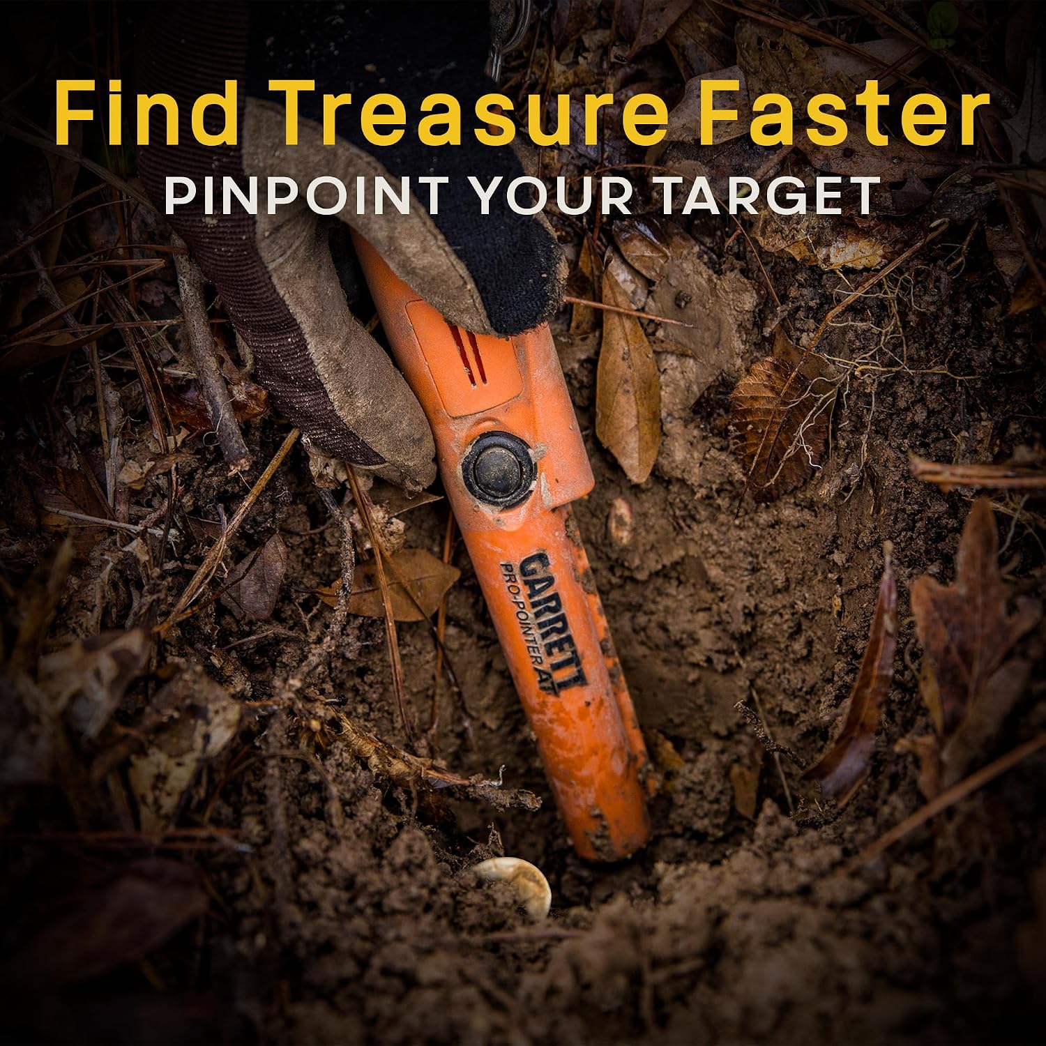 Garrett Pro-Pointer AT Waterproof Metal Detector - Made in The USA - 20ft Submersible, Orange Visibility, High Sensitivity for Nuggets & Small Targets, 3 Levels, Quick Button Adjustment