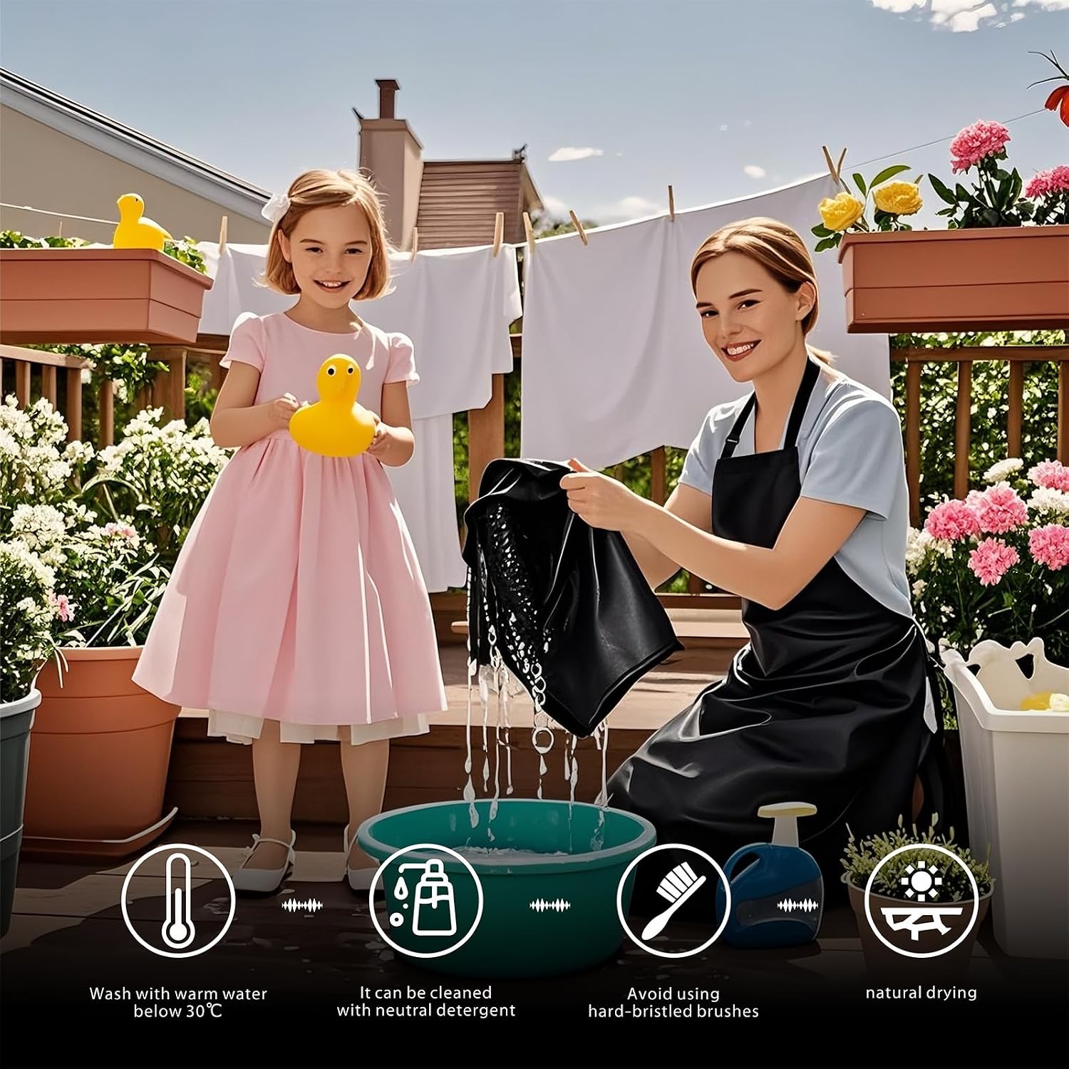 GoldPig Waterproof Apron, Chemical Resistant for Dishwashing | Rubber vinyl, adjustable apron, 40" extra long. Also great for grilling, lab, kitchen, butcher.