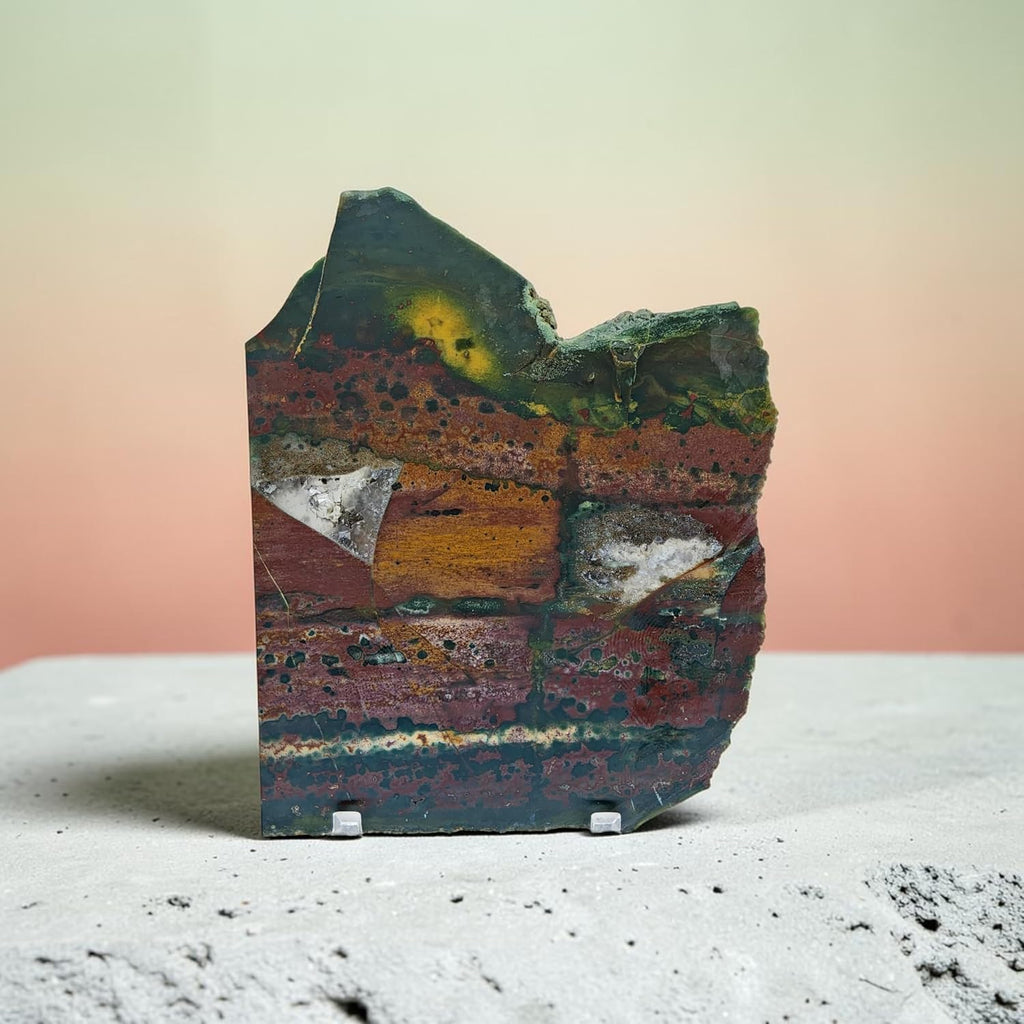Fancy Jasper Bloodstone, Slab, cabbing Rough, #R-7040
