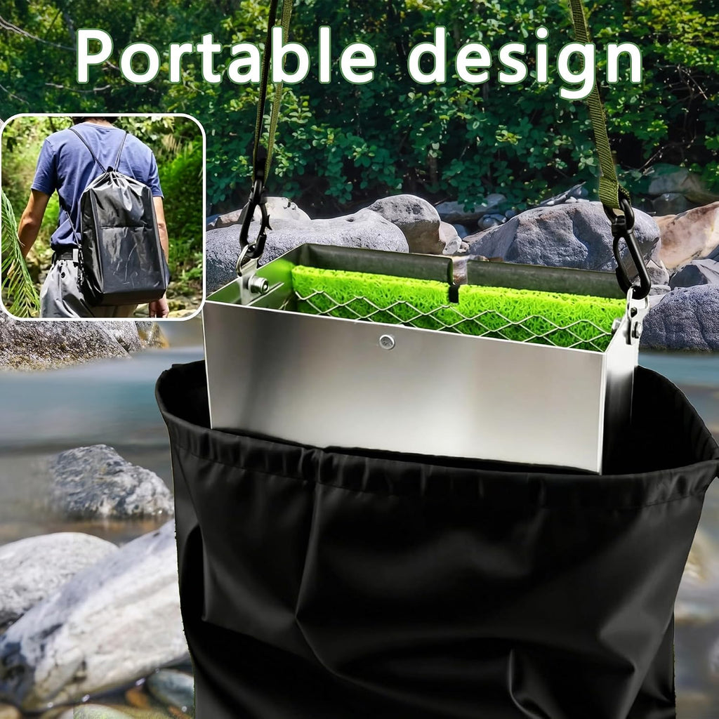 37pcs Gold Panning Kit Complete Gold Mining Equipment with 50" Folding Sluice Box Gold Pans Classifier Screen Separating Magnet Backpack etc Prospecting Set for Beginners Enthusiasts
