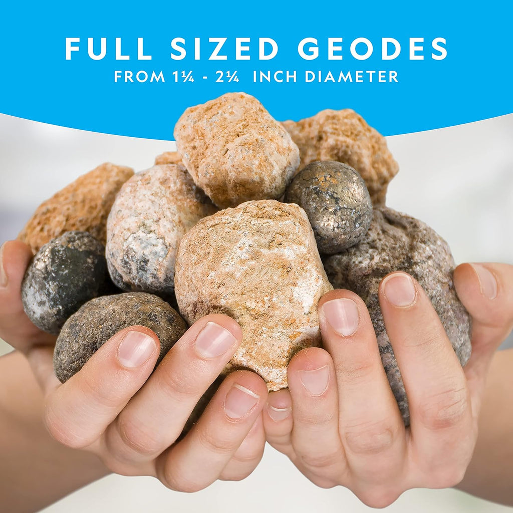 National Geographic Break Open 10 Premium Geodes for Kids Ages 8-12 | Safety Goggles, Real Crystal Geodes, Geology Science Kit, Break Your Own Geodes, STEM Activity, Birthday Gift
