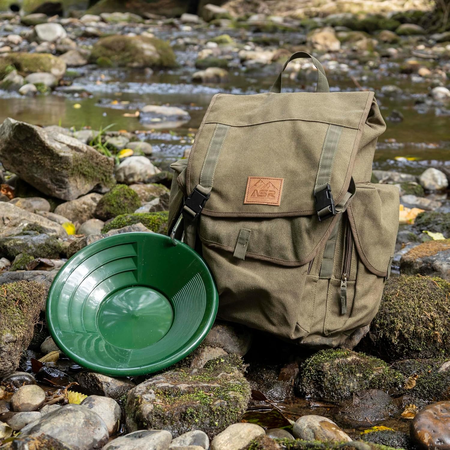 ASR Outdoor Gold Pan Gold Prospecting Beginners Kit, Collection Tools, 5 Piece Green