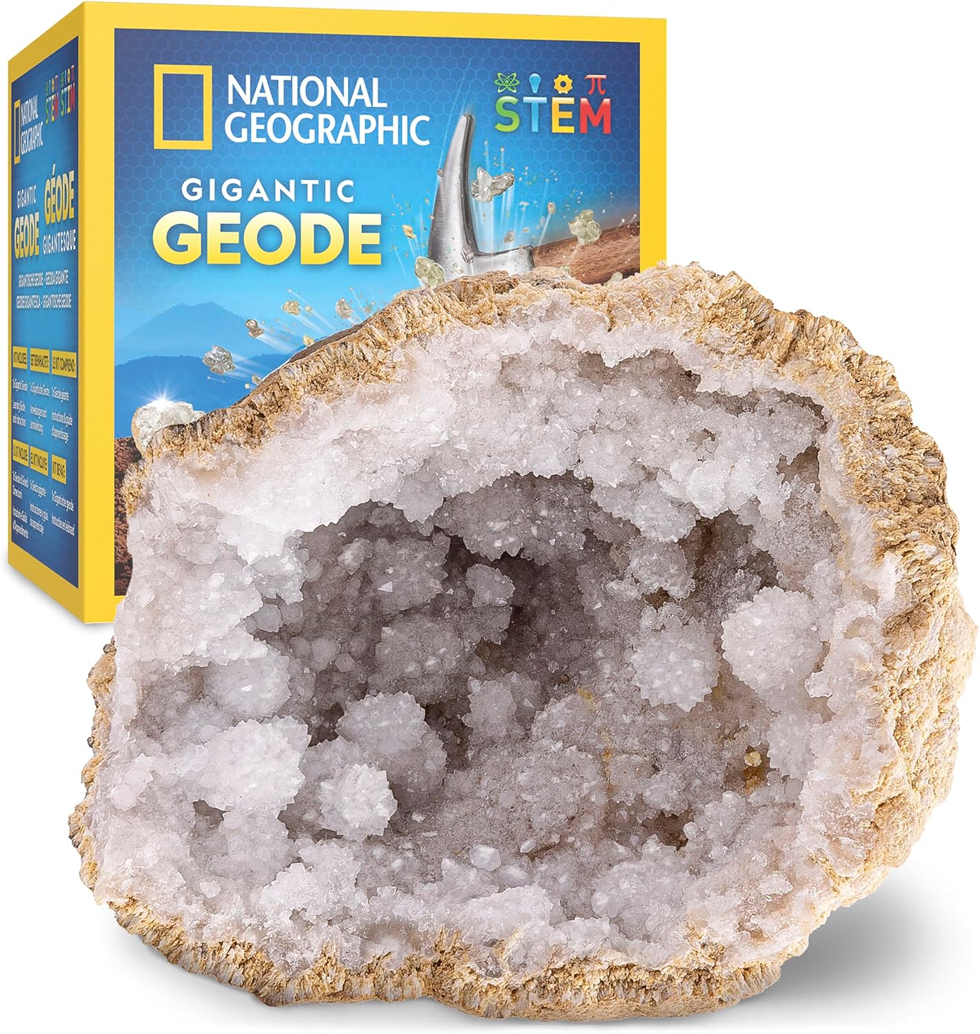 National Geographic Break Open 10 Premium Geodes for Kids Ages 8-12 | Safety Goggles, Real Crystal Geodes, Geology Science Kit, Break Your Own Geodes, STEM Activity, Birthday Gift