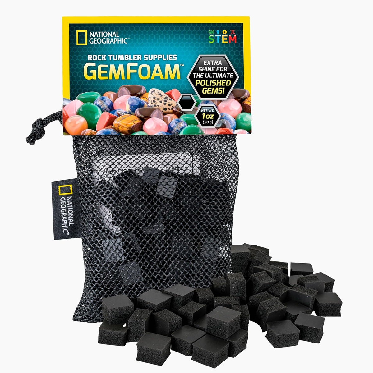 NATIONAL GEOGRAPHIC Rock Tumbler Grit and Polish Refill Kit - Tumbling Grit Media, Polish Up to 20 lbs. of Rocks, Works with any Rock Polisher & Tumbler Supplies